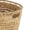 30" Brown Seagrass Handmade Woven Oval Storage Basket with Elevated Rim & Slot Handles